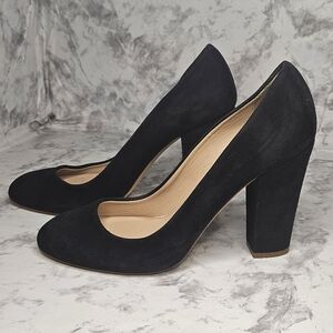 Black J. Crew "Blakely" Round Toe High Heel Slip On Pump